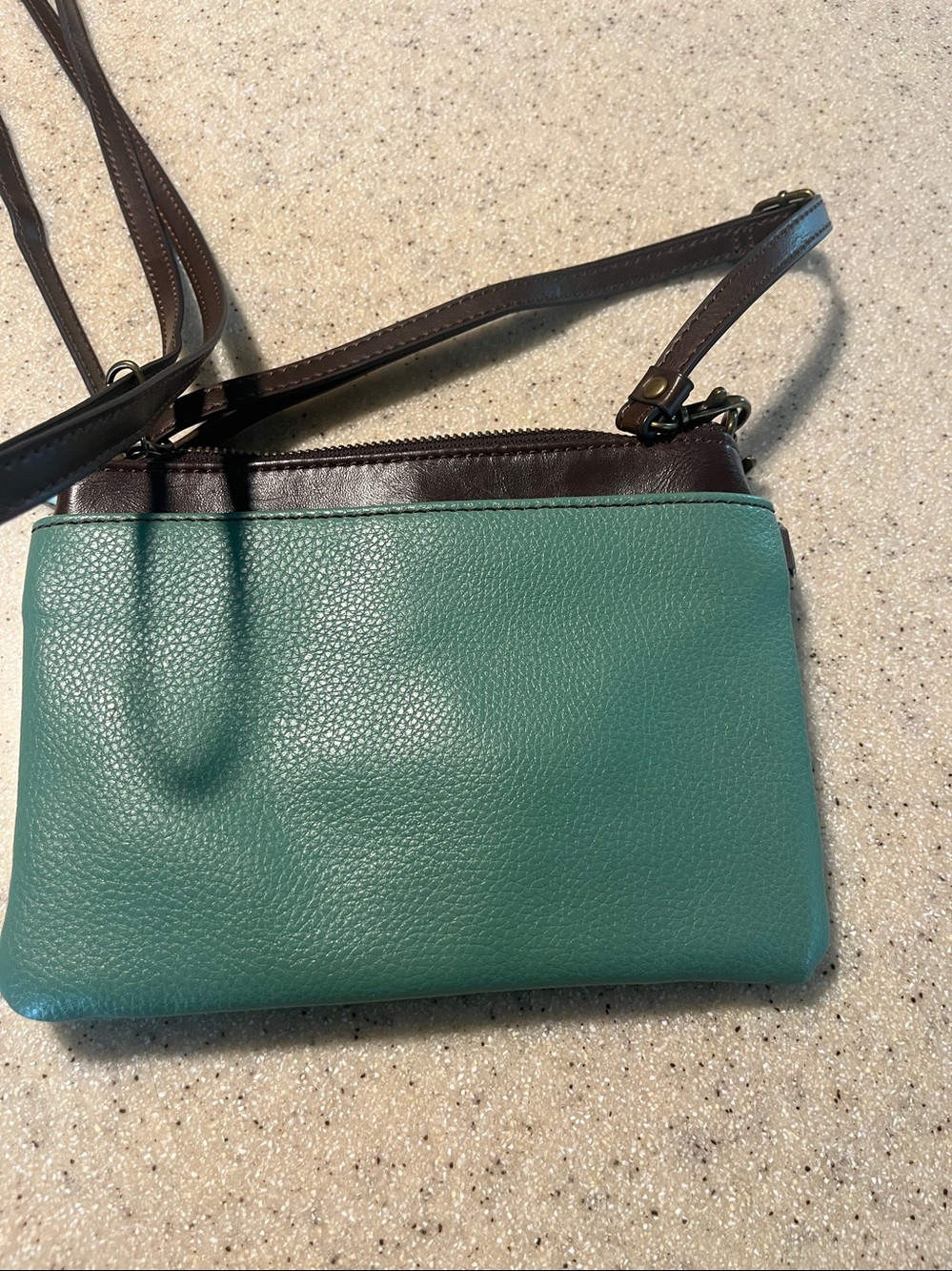 Chala green Crossbody Bag with Turtle Applique and Brown Strap - Picture 6 of 8